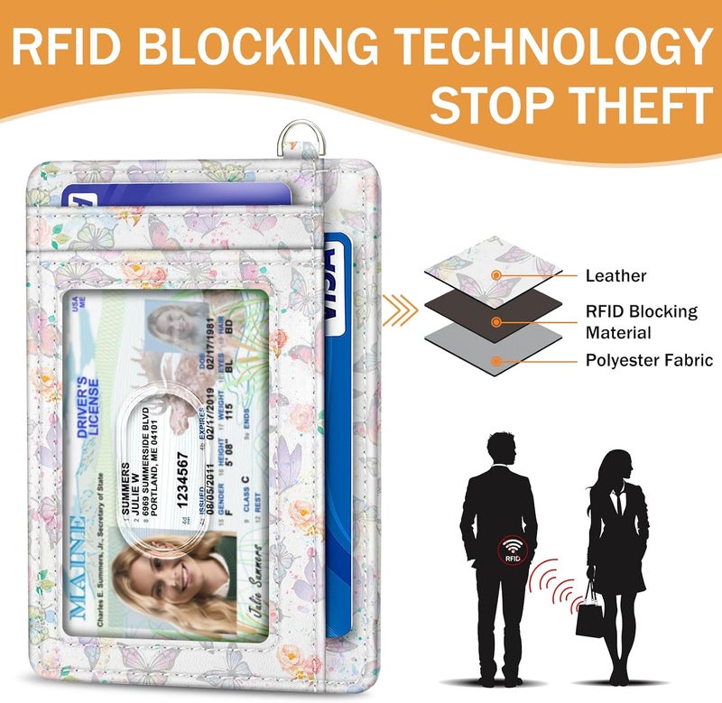 Yonlevres Be Kind Credit Card Holder Slim Wallet, RFID Wallet Women Front Pocket Wristlet Lanyard, Small Card Holder Travel Funny Cute Thin Card Case ID Window PU Leather Card Organizer Gifts Girls - Image 5